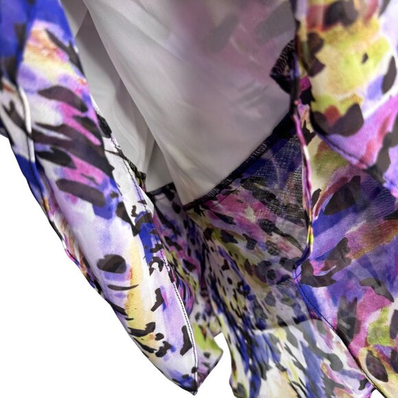 Vintage Alex Evenings Women's 2X Sleeveless Ruffled‎ Layered Abstract Floral Top - Picture 6 of 7